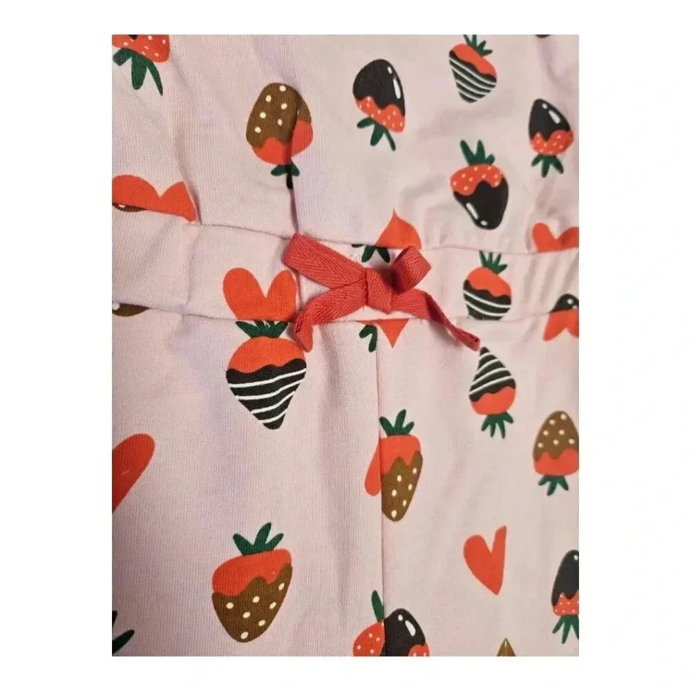 4T Toddler Girls Chocolate Strawberry Romper with Short Sleeves and POCKETS